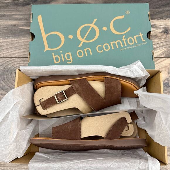 NIB BOC BORN Didi 8M 38-39 Brown Suede Slingback Flat Comfort Sandal - Picture 8 of 10